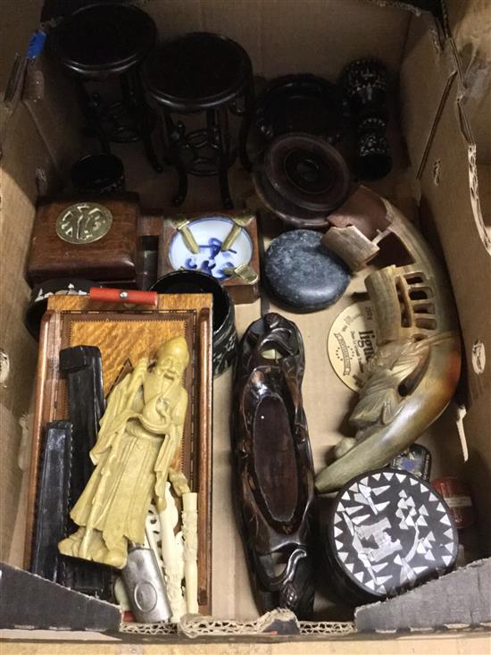 A Group of Chinese wood, soapstone and ivory carvings, 1930s